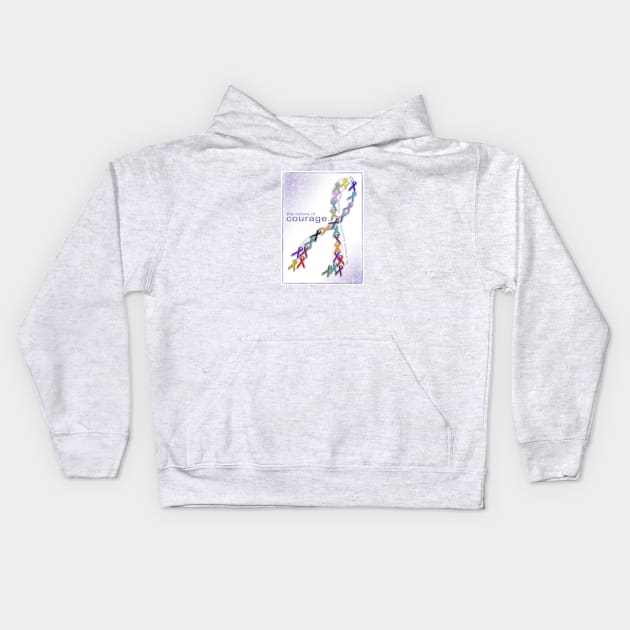 The Colors of Courage Cancer Awareness Ribbons Kids Hoodie by hobrath